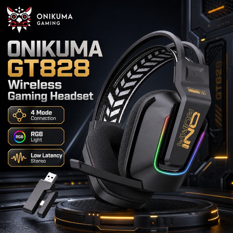 Pc Gaming Apple - หูฟังเกมมิ่ง ONIKUMA GT828 แบบไร้สายสามโหมด บลูทูธ 5.3