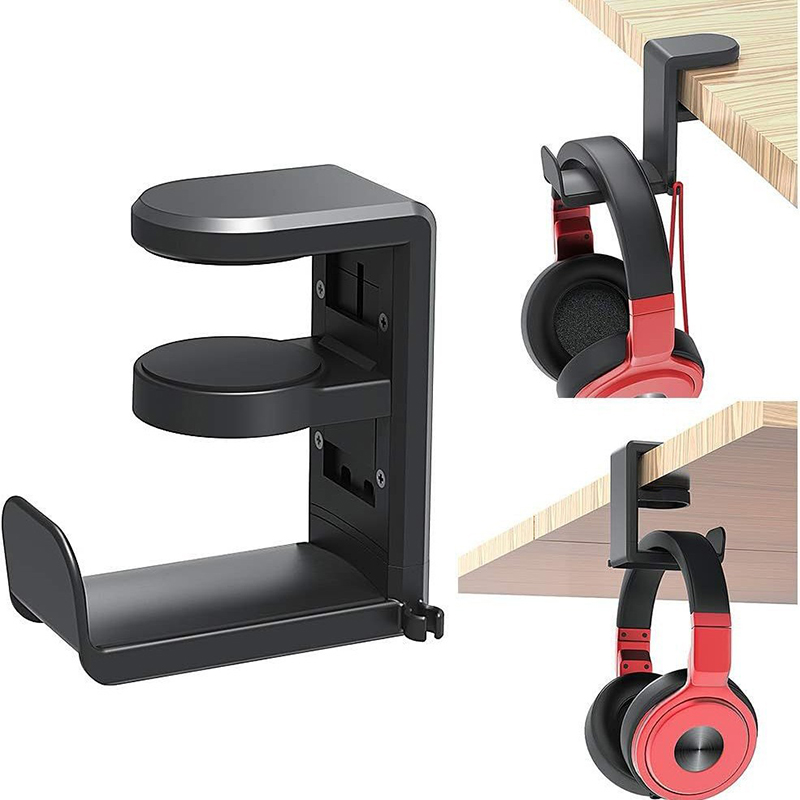 Pc Gaming Desk - ขาตั้งหูฟังสำหรับเล่นเกมบนพีซี ที่แขวนหูฟังพร้อมตัวปรับหมุนได้ 360 องศา ° ขาตั้งโต๊ะแบบหมุนได้พร้อมที่เกี่ยวหูฟัง