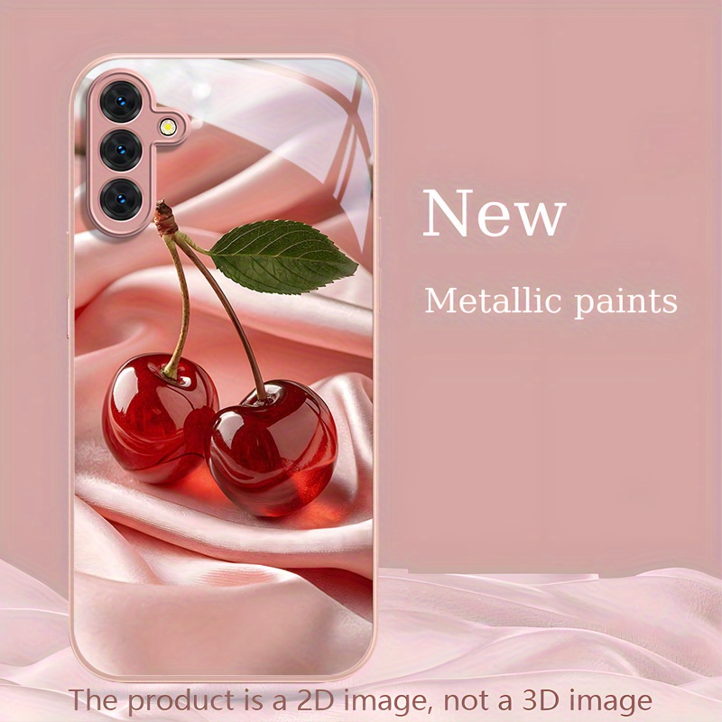 Pc Case Tempered Glass - เคสโทรศัพท์กระจกนิรภัยลายเชอร์รี่แบบเรียบง่าย เหมาะสำหรับ Samsung Galaxy S26 S25