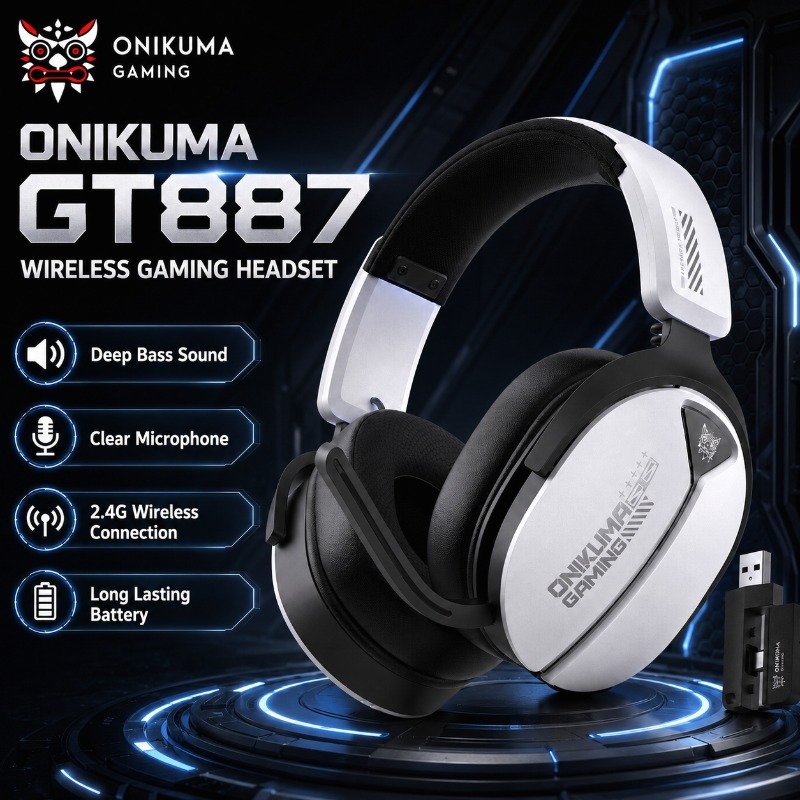 Pc Gaming Apple - ONIKUMA GT887 ชุดหูฟังสำหรับเล่นเกมไร้สาย 4 โหมดหูฟังบลูทูธความหน่วงต่ำพิเศษพร้อมไมโครโฟนแบบมีสายสำหรับ PS5