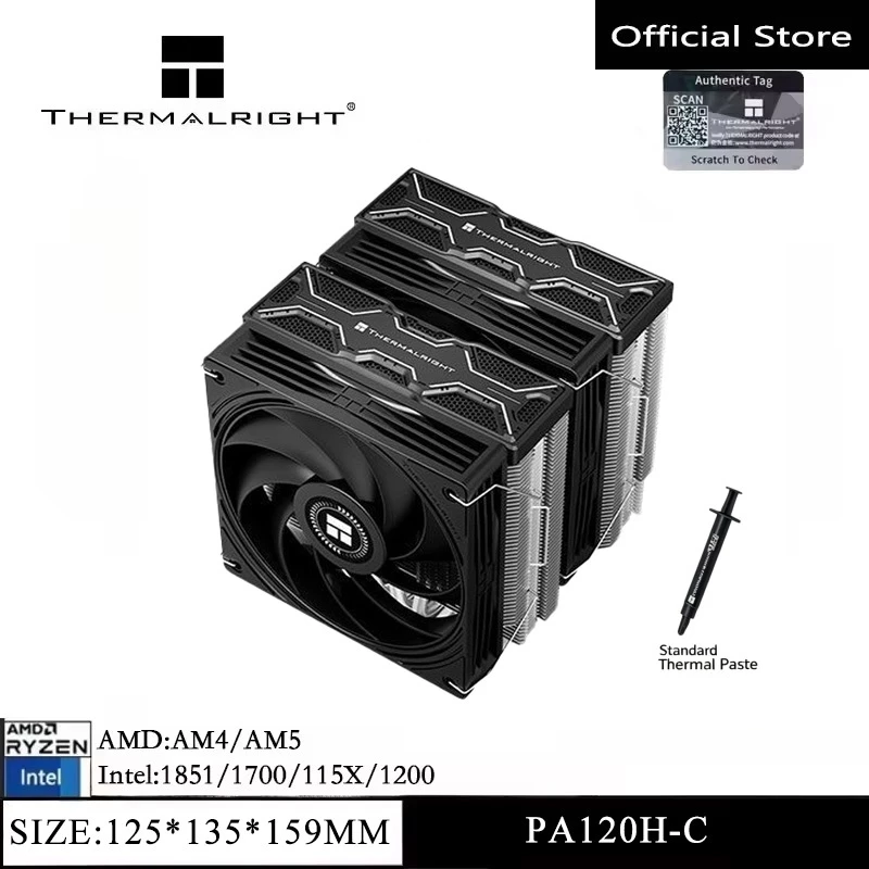 Thermal Paste - Thermalright PA120H‑C BLACK ชุดระบายความร้อนซีพียูแบบทาวเวอร์คู่ 6 ท่อความร้อน