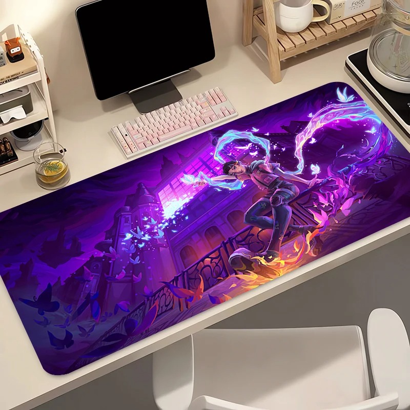 Pc Gaming Lounge - แผ่นรองเมาส์เกมเมอร์คอมพิวเตอร์อะนิเมะพีซี วาโลแรนท์ โคลฟแผ่นรองเมาส์ วาร์มิโล บัตเตอร์ฟลาย โลโก้แผ่นรองคีย์บอร์ดอุปกรณ์เสริมสำหรับเล่นเกมแผ่นรองเม้าส์ตั้งโต๊ะ
