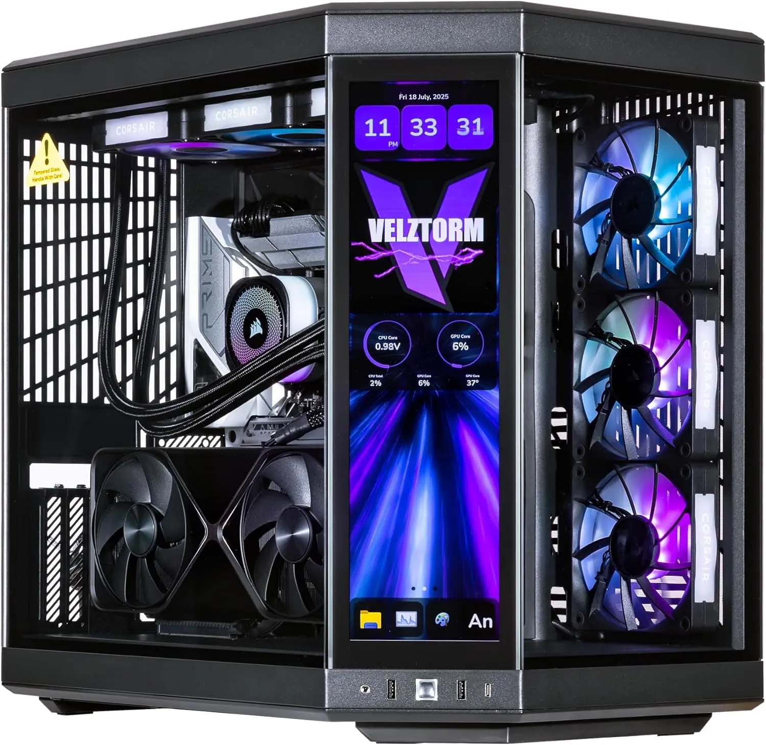 Pc Gaming Y70 - Velztorm LCD สีดำ Praetix คอมพิวเตอร์ตั้งโต๊ะสำหรับเล่นเกม Y70