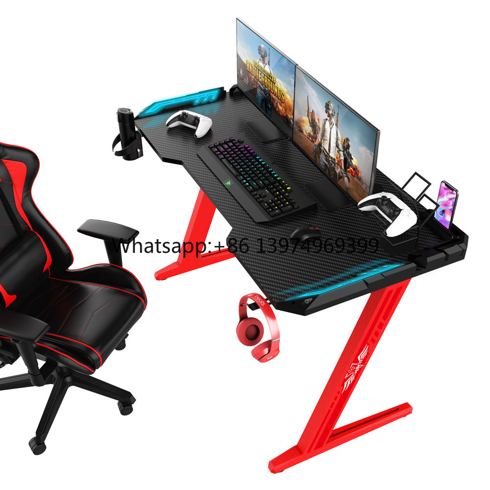Pc Gaming Desk - ขายส่งเฟอร์นิเจอร์บ้านสไตล์โมเดิร์นคุณภาพสูง โต๊ะคอมพิวเตอร์ LED RGB โต๊ะเกมมิ่ง