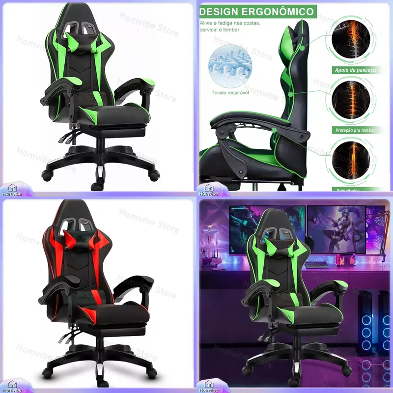 Pc Gaming Desk - เก้าอี้เล่นเกมตามหลักสรีรศาสตร์พนักพิงสูงพร้อมที่วางเท้า เก้าอี้สำนักงานปรับเอนได้สำหรับนักเล่นเกมพีซี เก้าอี้โต๊ะคอมพิวเตอร์ เก้าอี้แข่งรถ