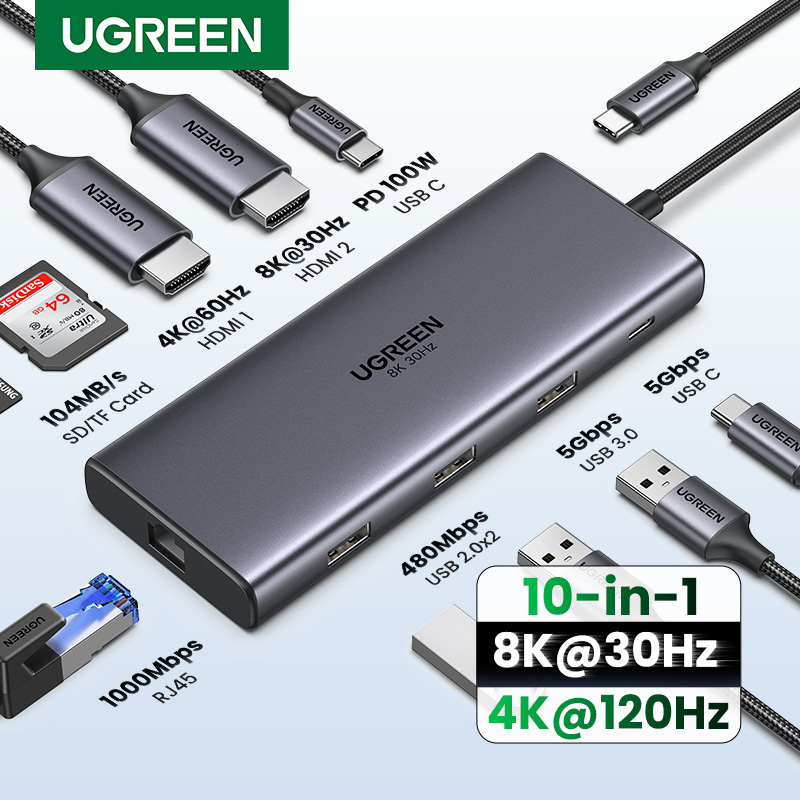 UGREEN Dual HDMI USB-C HUB 8K  - Usb Hub Gaming บทวิจารณ์และราคา