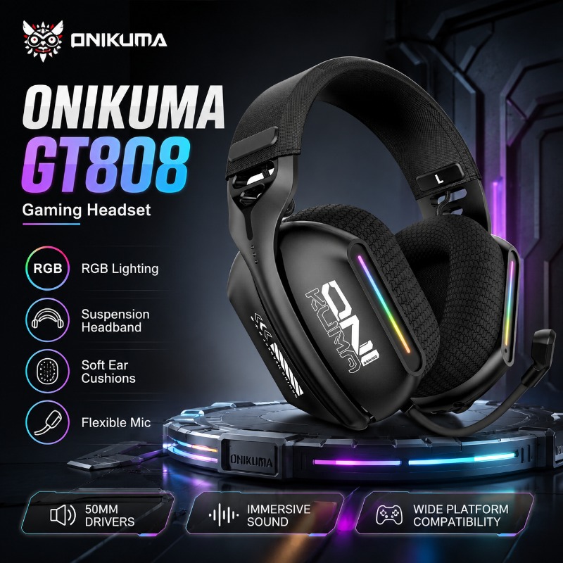 หูฟังเกมมิ่งไร้สาย ONIKUMA GT8 - Pc Gaming Apple บทวิจารณ์และราคา