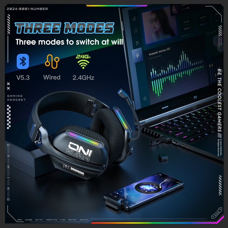 หูฟังเกมมิ่งไร้สาย ONIKUMA GT8 - Pc Gaming Apple บทวิจารณ์และราคา