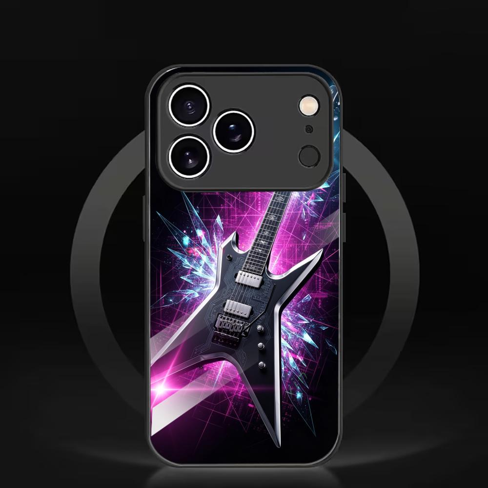 เคสโทรศัพท์แฟชั่นลายกีตาร์ดนตร - Pc Case Tempered Glass บทวิจารณ์และราคา