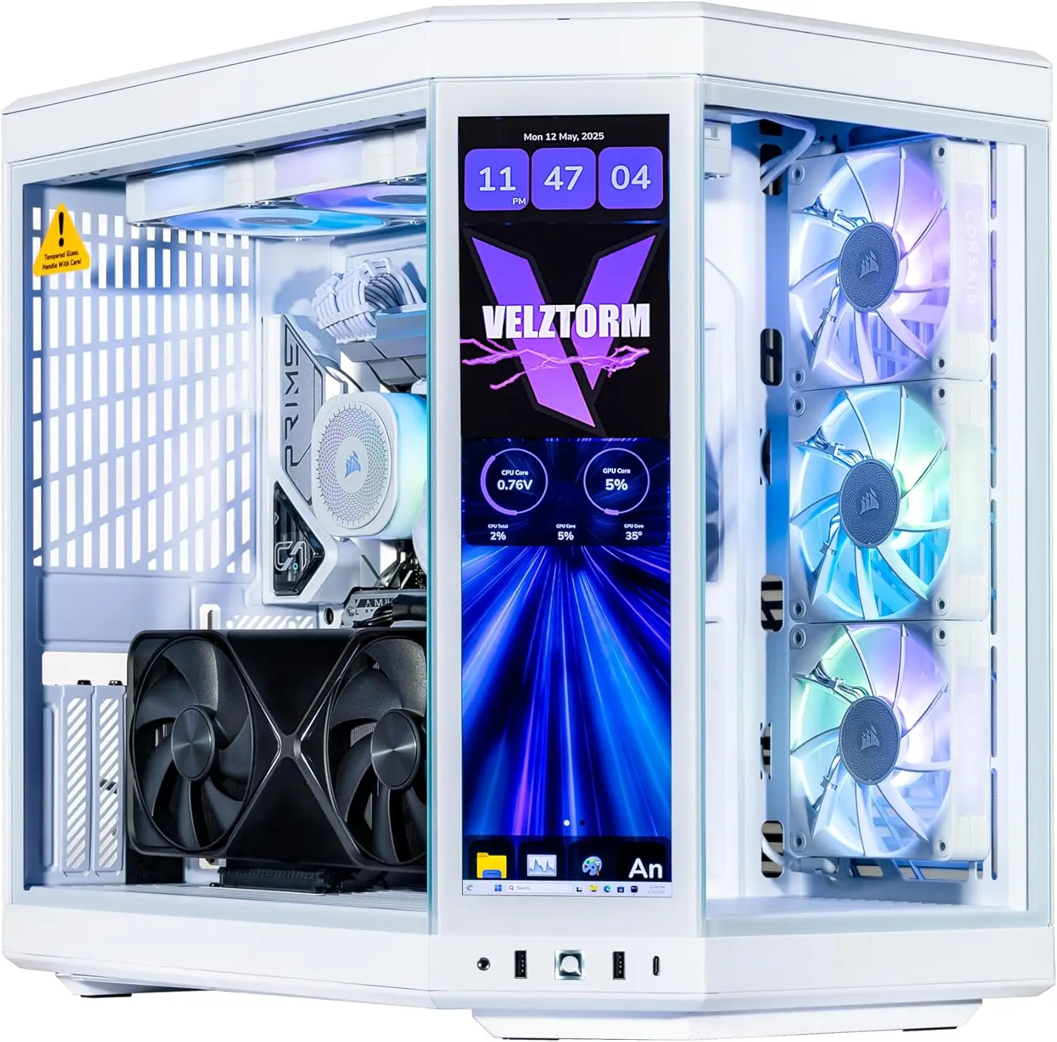 Velztorm LCD สีขาว Praetix คอม - Pc Gaming Y70 บทวิจารณ์และราคา