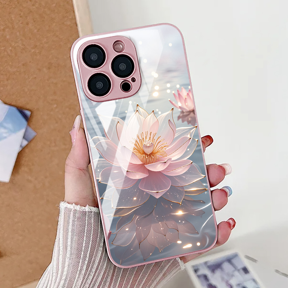เคสโทรศัพท์ลายดอกบัว สำหรับ iP - Pc Case Tempered Glass บทวิจารณ์และราคา