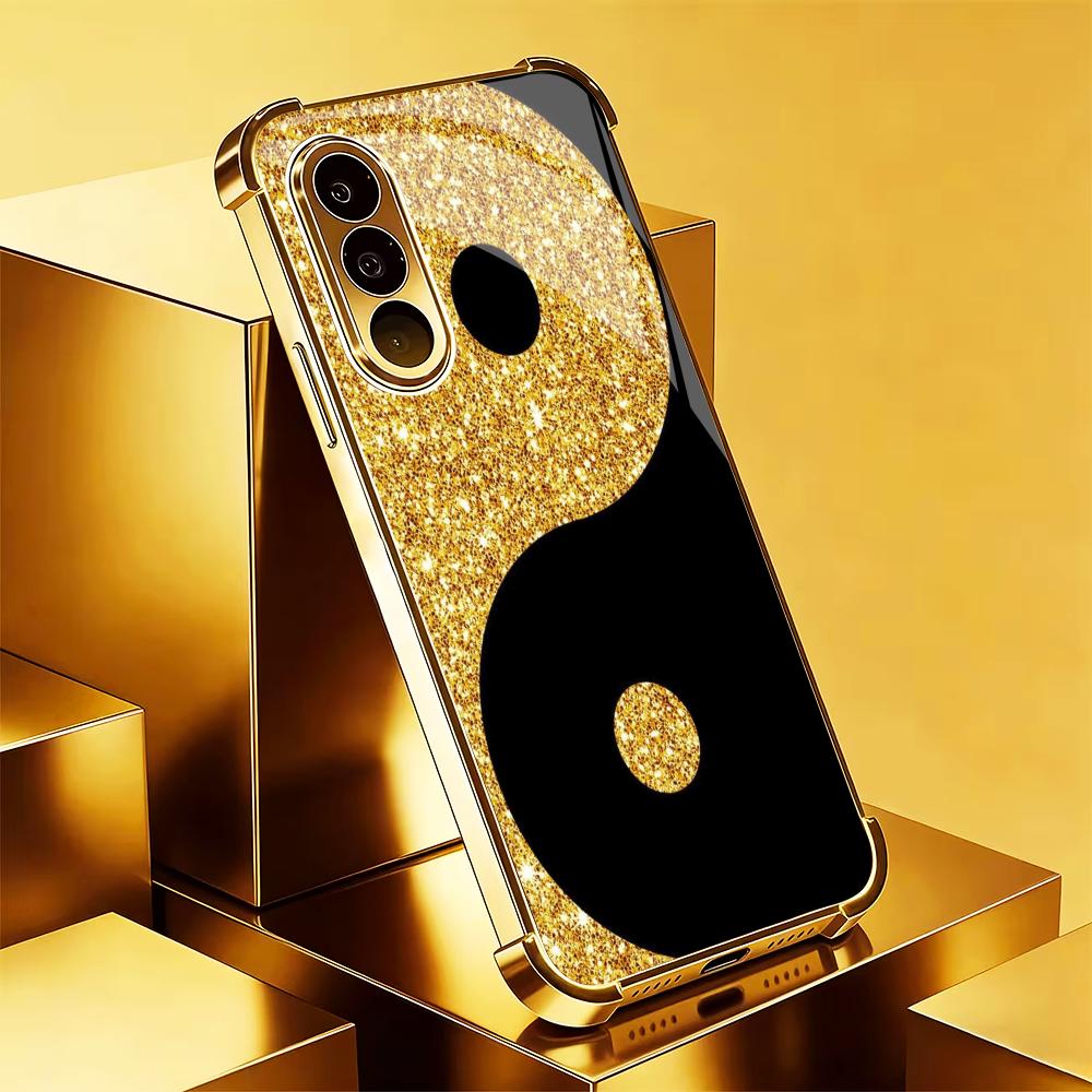 เคสโทรศัพท์แฟชั่นลายทองดำสุดหร - Pc Case Tempered Glass บทวิจารณ์และราคา